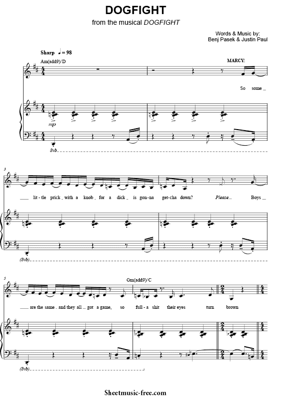 Download Dogfight Sheet Music PDF From Dogfight (The Musical)