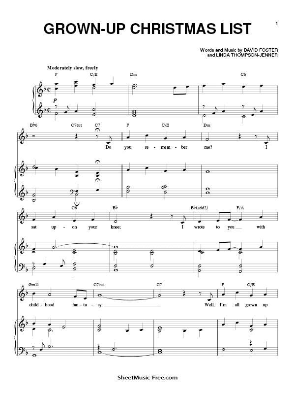 Grown Up Christmas List Sheet Music PDF Christmas Sheet Music Michael Bublé Free Download