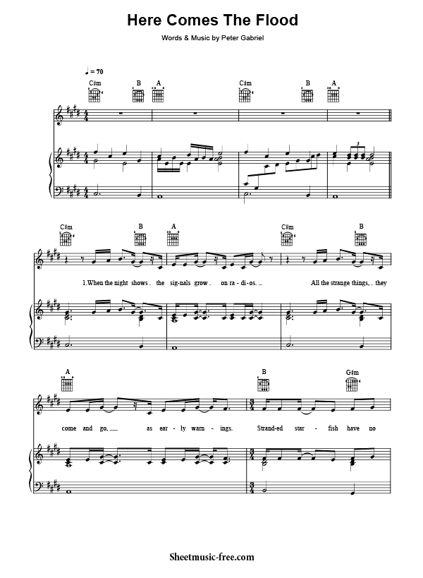 Here Comes The Flood Sheet Music PDF Peter Gabriel Free Download
