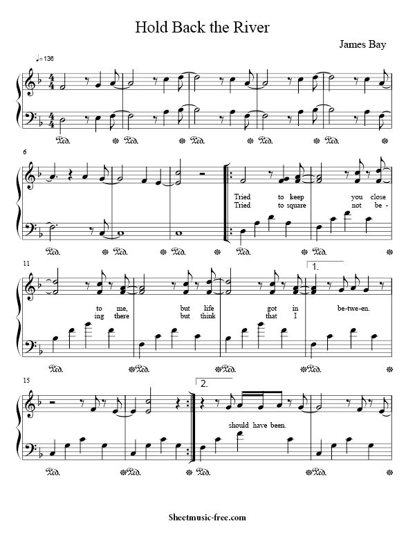 Hold Back The River Sheet Music PDF James Bay Free Download