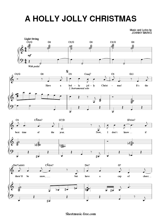 A Holly Jolly Christmas Sheet Music Michael Buble | ♪ SHEETMUSIC-FREE.COM