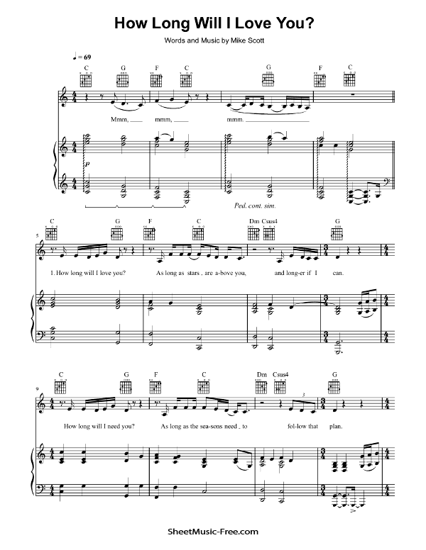 How Long Will I Love You Sheet Music PDF Ellie Goulding Free Download