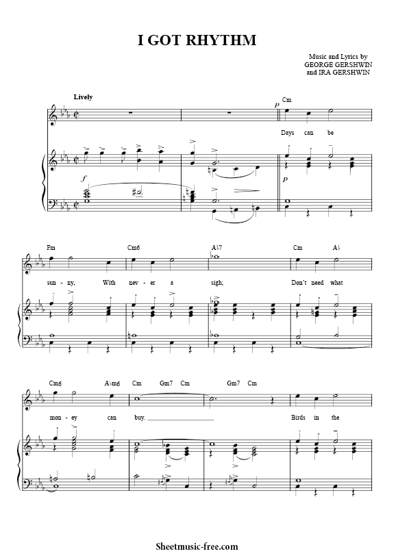 I Got Rhythm Sheet Music PDF George Gershwin Free Download