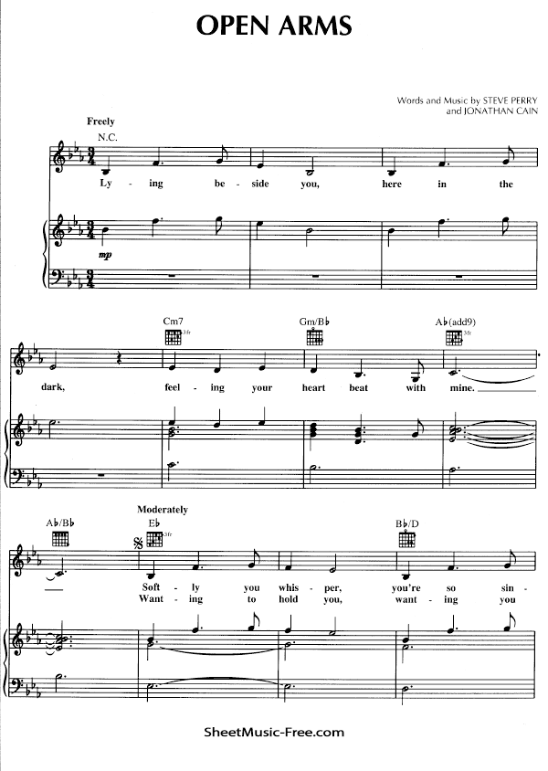 Open Arms Sheet Music PDF Journey Free Download