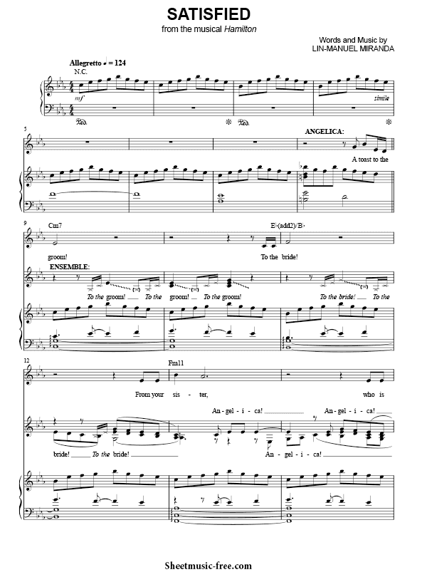 Satisfied Sheet Music PDF from Hamilton Free Download