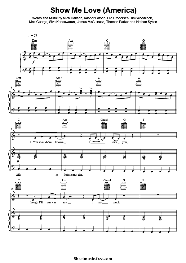 Show Me Love America Sheet Music PDF The Wanted Free Download