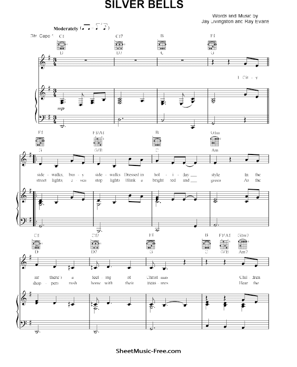 Silver Bells Sheet Music Christmas Song SHEETMUSIC FREE COM