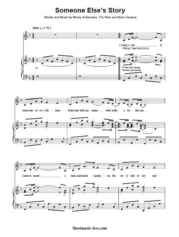 Someone Else's Story Sheet Music PDF Chess Free Download