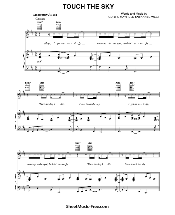 Touch The Sky Sheet Music PDF Kanye West Free Download
