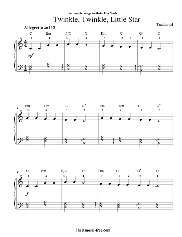 Twinkle Twinkle Little Star Sheet Music PDF Traditional Free Download