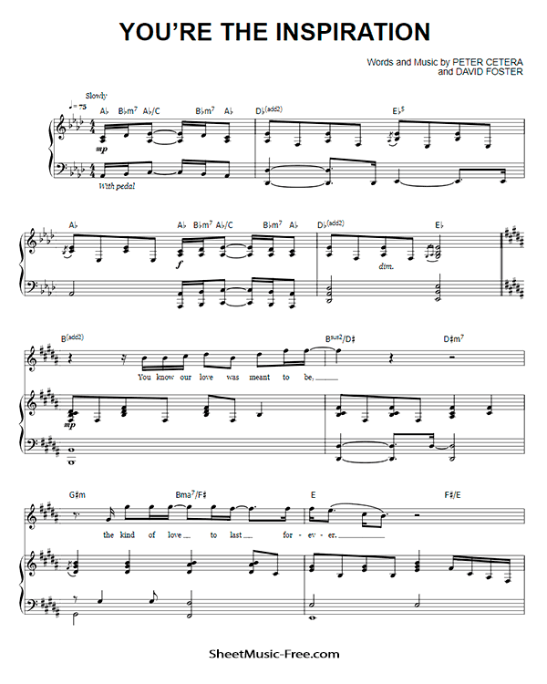 You're The Inspiration Sheet Music PDF Chicago Free Download