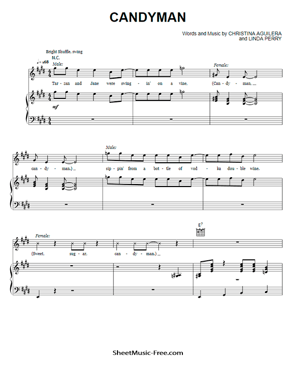 Candyman Sheet Music PDF Christina Aguilera Free Download