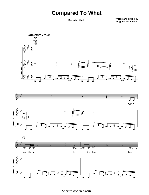 Compared To What Sheet Music PDF Roberta Flack Free Download
