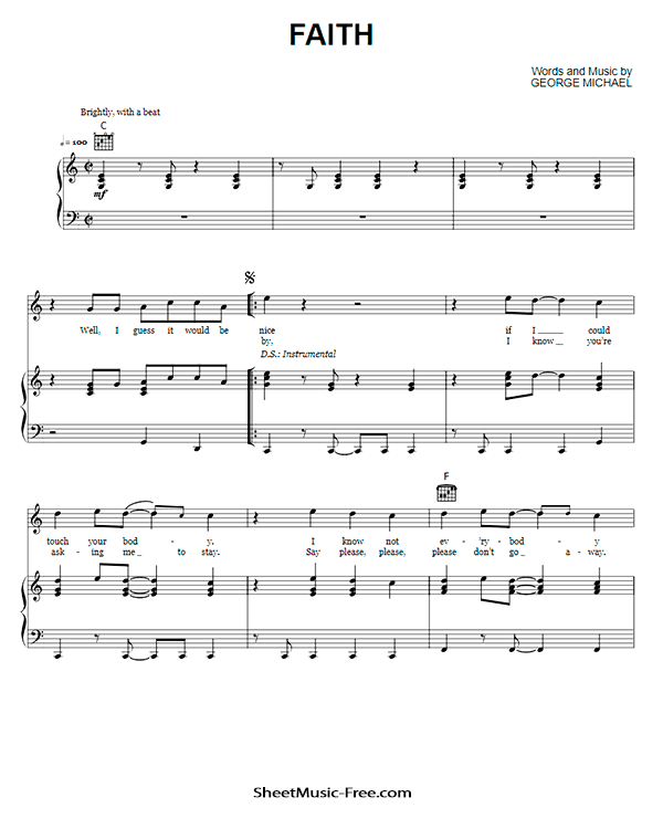 Faith Sheet Music PDF George Michael Free Download