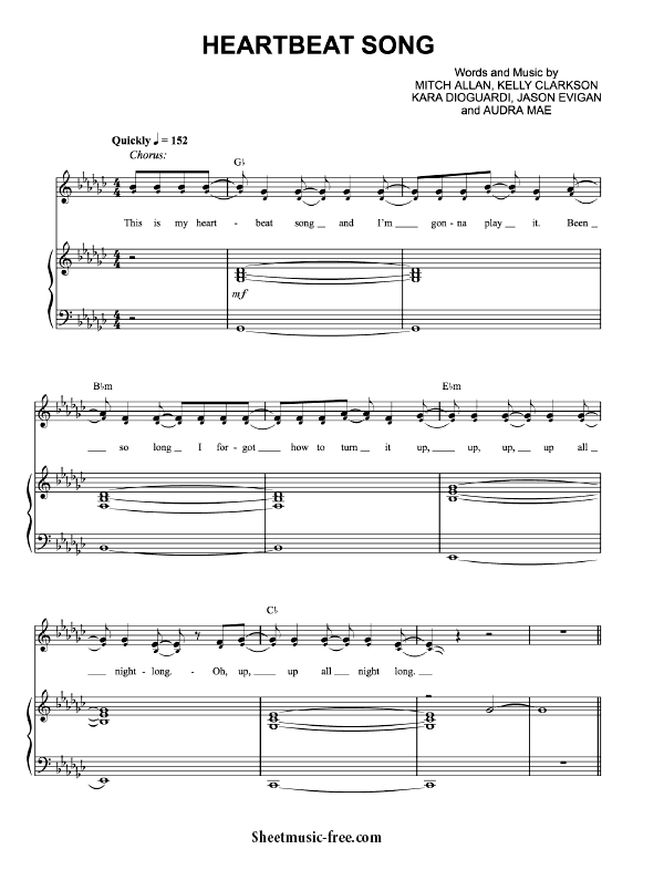 Heartbeat Song Sheet Music PDF Kelly Clarkson Free Download