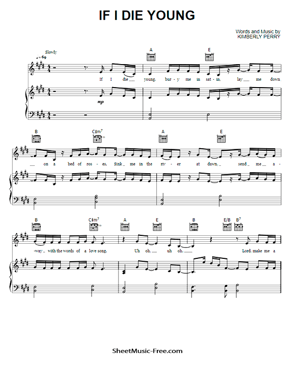 If I Die Young Sheet Music PDF The Band Perry Free Download