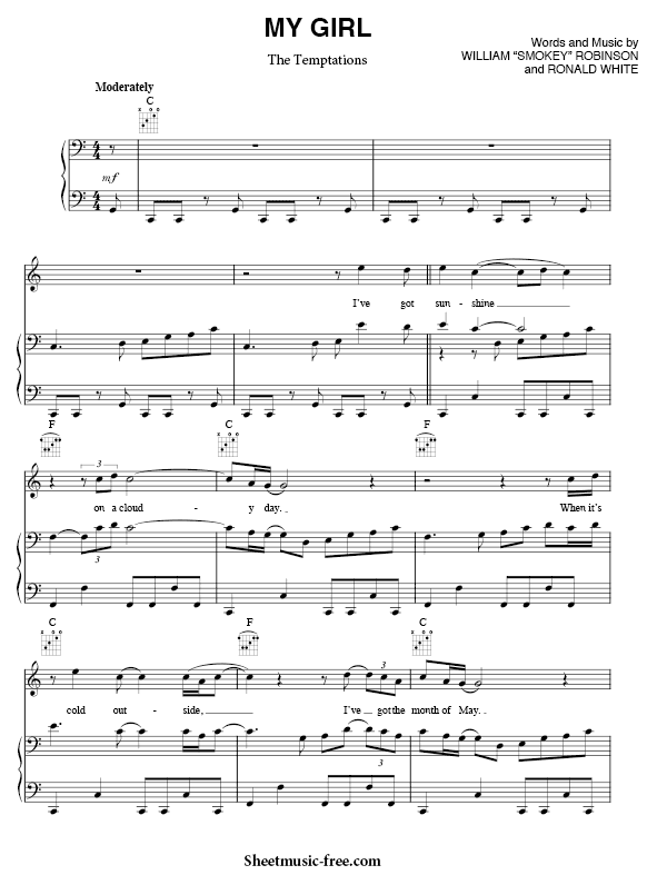 My Girl Sheet Music PDF The Temptations Free Download