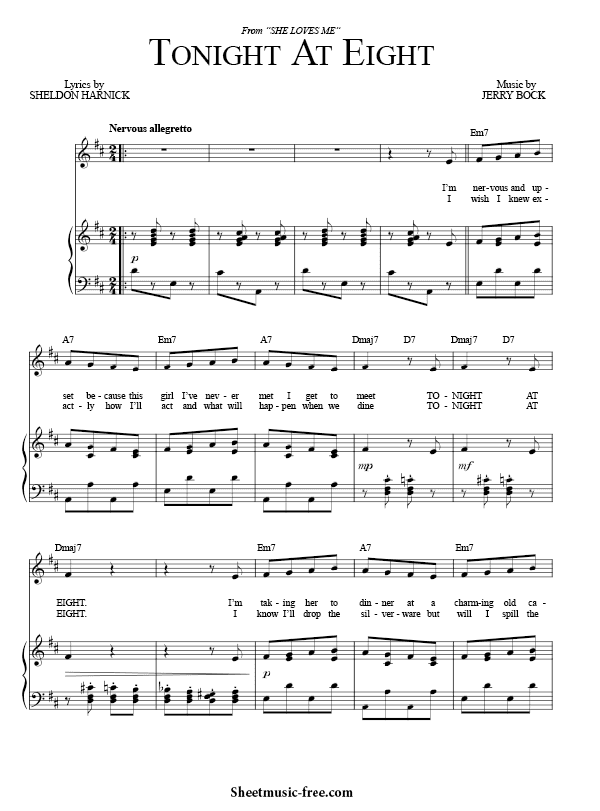 Tonight at Eight Sheet Music PDF from She Loves Me Free Download