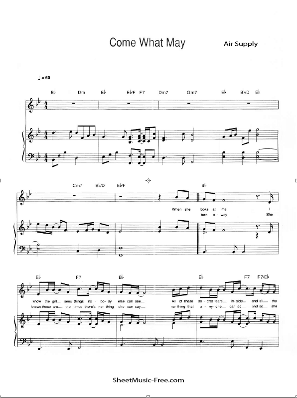 Come What May Sheet Music Air Supply PDF Free Download