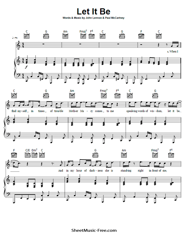 Let It Be Sheet Music PDF The Beatles Free Download