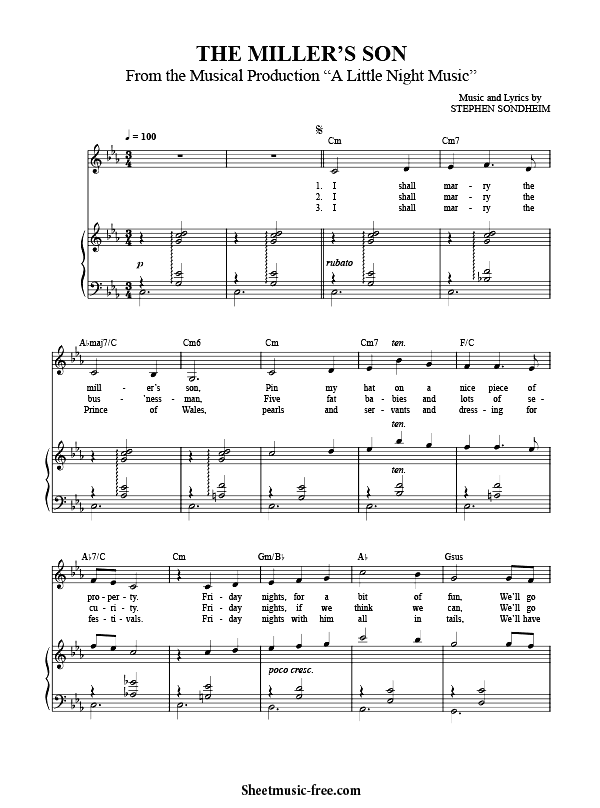 The Miller's Son Sheet Music PDF A Little Night Music Free Download