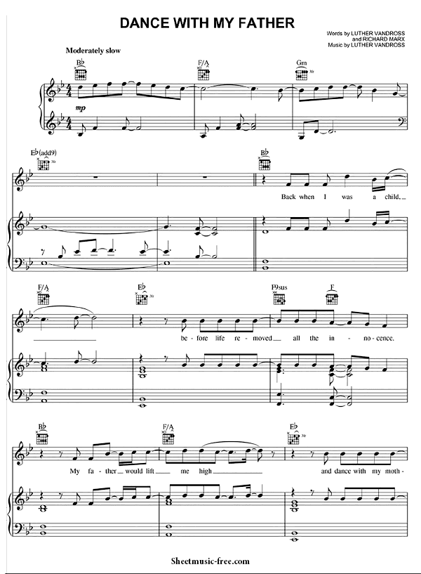 Dance with My Father Sheet Music PDF Luther Vandross Free Download
