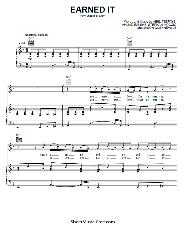 Earned It Piano Sheet Music PDF The Weeknd Free Download