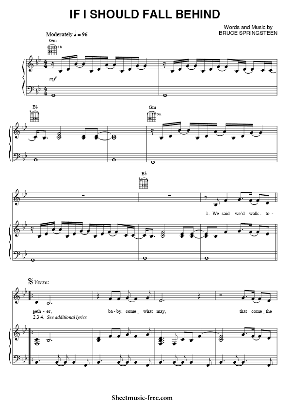 If I Should Fall Behind Sheet Music PDF Bruce Springsteen Free Download