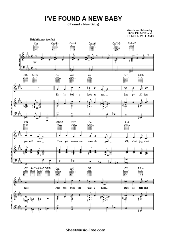 I've Found a New Baby Sheet Music PDF Jack Palmer and Spencer Williams Free Download