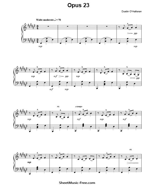 Opus 23 Sheet Music PDF Dustin O'Halloran from Marie Antoinette Free Download