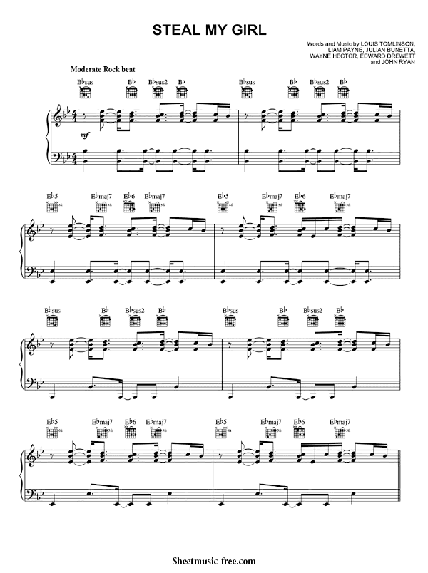 Steal My Girl Sheet Music PDF One Direction Free Download