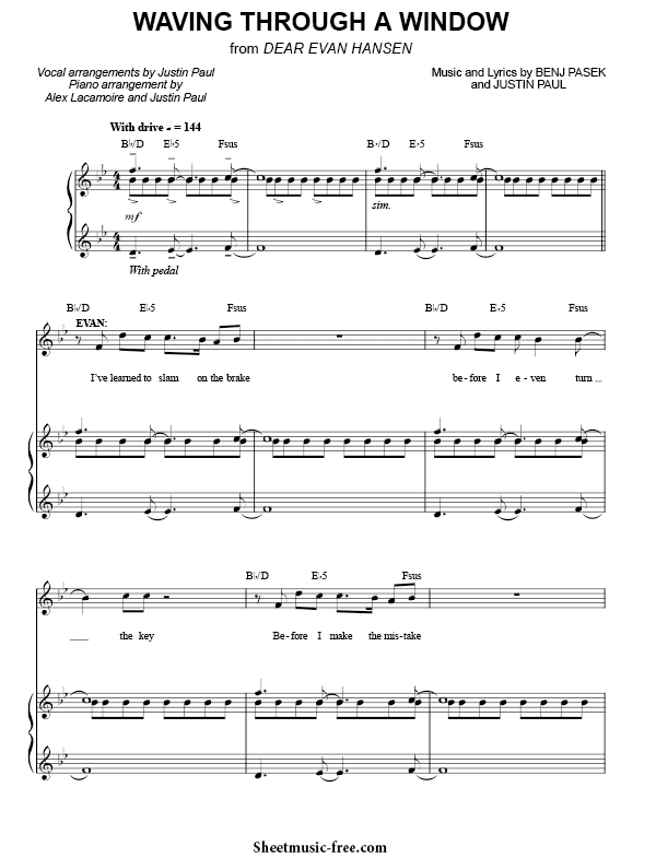 Waving Through A Window Sheet Music PDF Dear Evan Hansen Free Download
