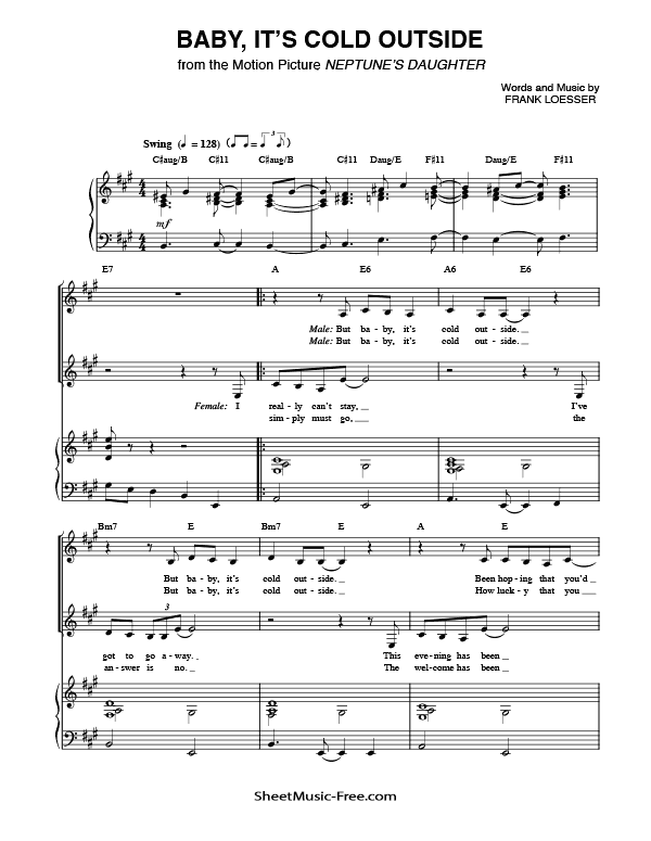 Baby It’s Cold Outside Sheet Music PDF Christmas Sheet Music Free Download