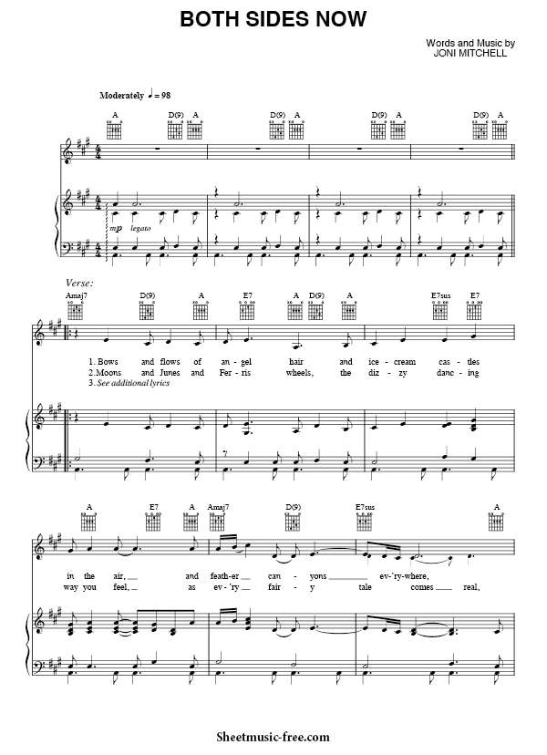 Both Sides Now Sheet Music PDF Joni Mitchell Free Download