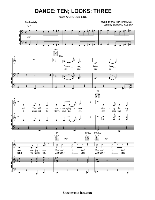 Dance Ten Looks Three Sheet Music PDF A Chorus Line Free Download