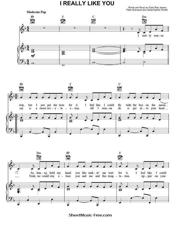 Download I Really Like You Sheet Music Carly Rae Jepsen