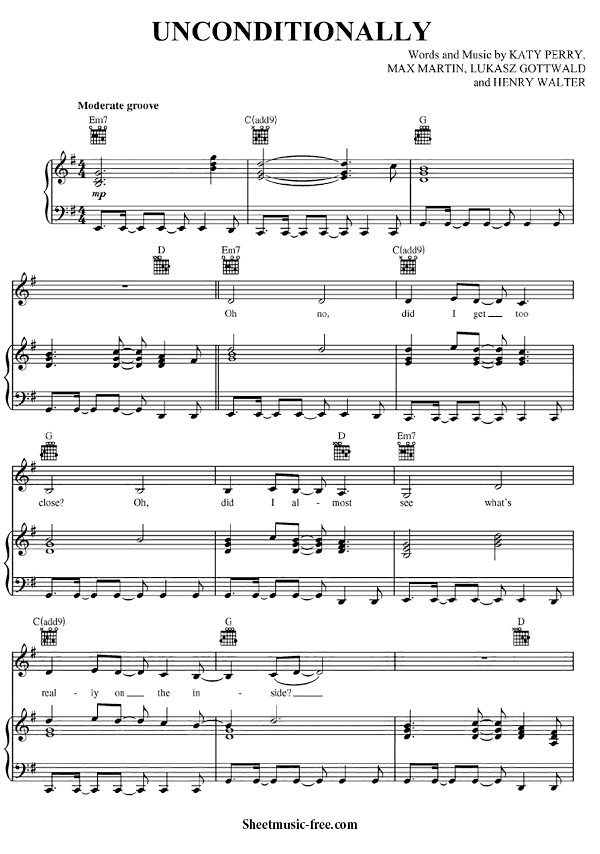 Unconditionally Sheet Music PDF Katy Perry Free Download