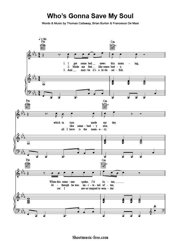 Who's Gonna Save My Soul Sheet Music PDF Gnarls Barkley Free Download