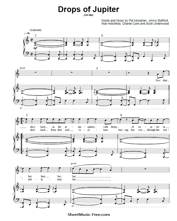 Drops of Jupiter Sheet Music PDF Train Free Download