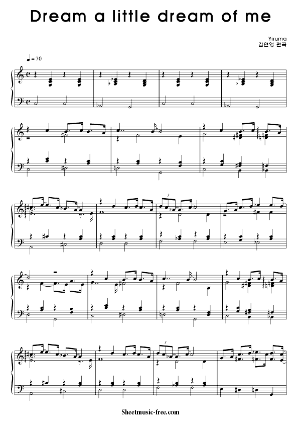 Dream A Little Dream Of Me Sheet Music PDF Yiruma Free Download