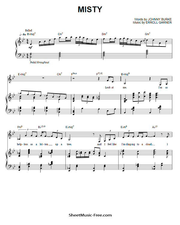 Misty Sheet Music PDF Ella Fitzgerald Free Download