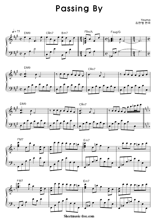 Passing By Sheet Music PDF Yiruma Free Download
