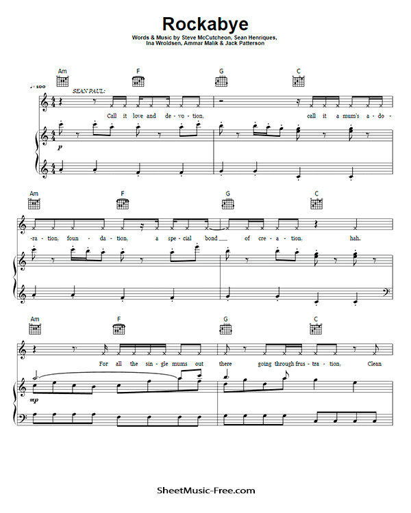 Rockabye Piano Sheet Music PDF Clean Bandit Free Download