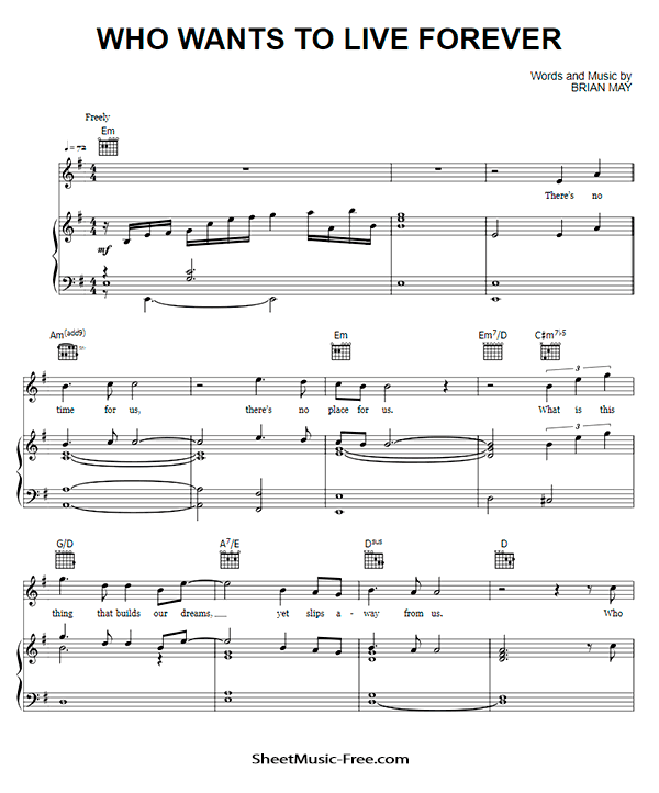 Download Who Wants To Live Forever Sheet Music Queen
