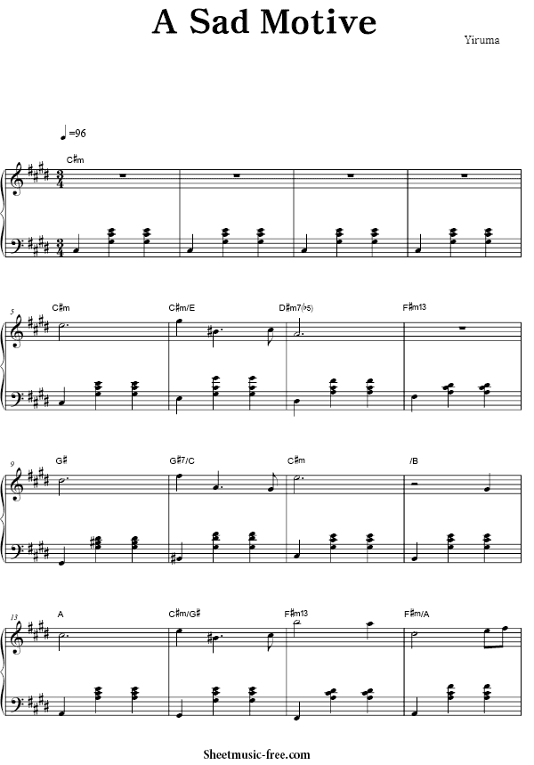 A Sad Motive Sheet Music PDF Yiruma Free Download