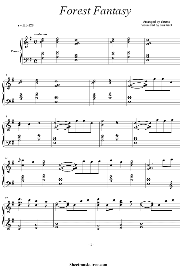 Forest Fantasy Sheet Music PDF Yiruma Free Download
