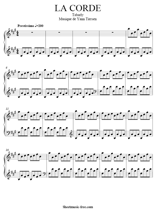 La Corde Sheet Music Yann Tiersen Sheetmusic Free Com A first step is finding sites with quality free sheet music for piano for popular songs. la corde sheet music yann tiersen