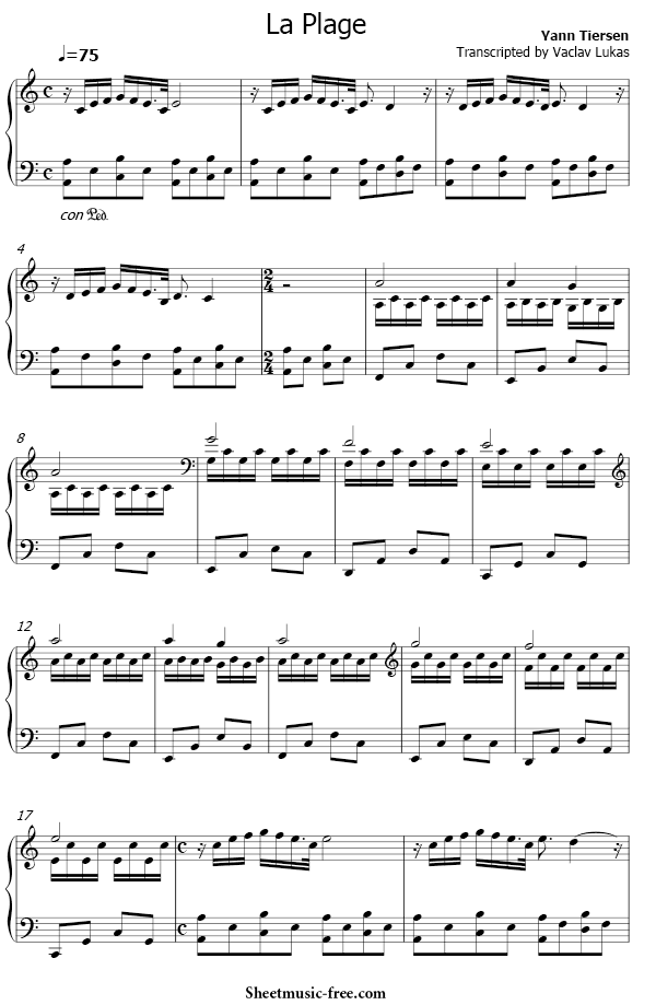 La Plage Sheet Music Yann Tiersen Sheetmusic Free Com 438 music sheets for any instrument in our online catalog for free. la plage sheet music yann tiersen