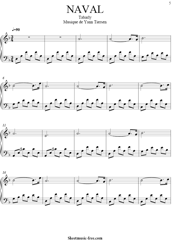 Naval Sheet Music Yann Tiersen Sheetmusic Free Com At this website you'll discover just a few dozens of piano. naval sheet music yann tiersen