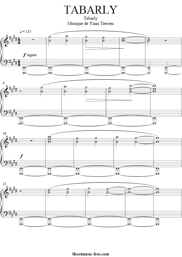Tabarly Sheet Music PDF Yann Tiersen Free Download